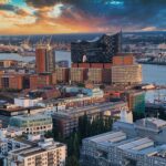 Panoramablick auf die Hansestadt Hamburg